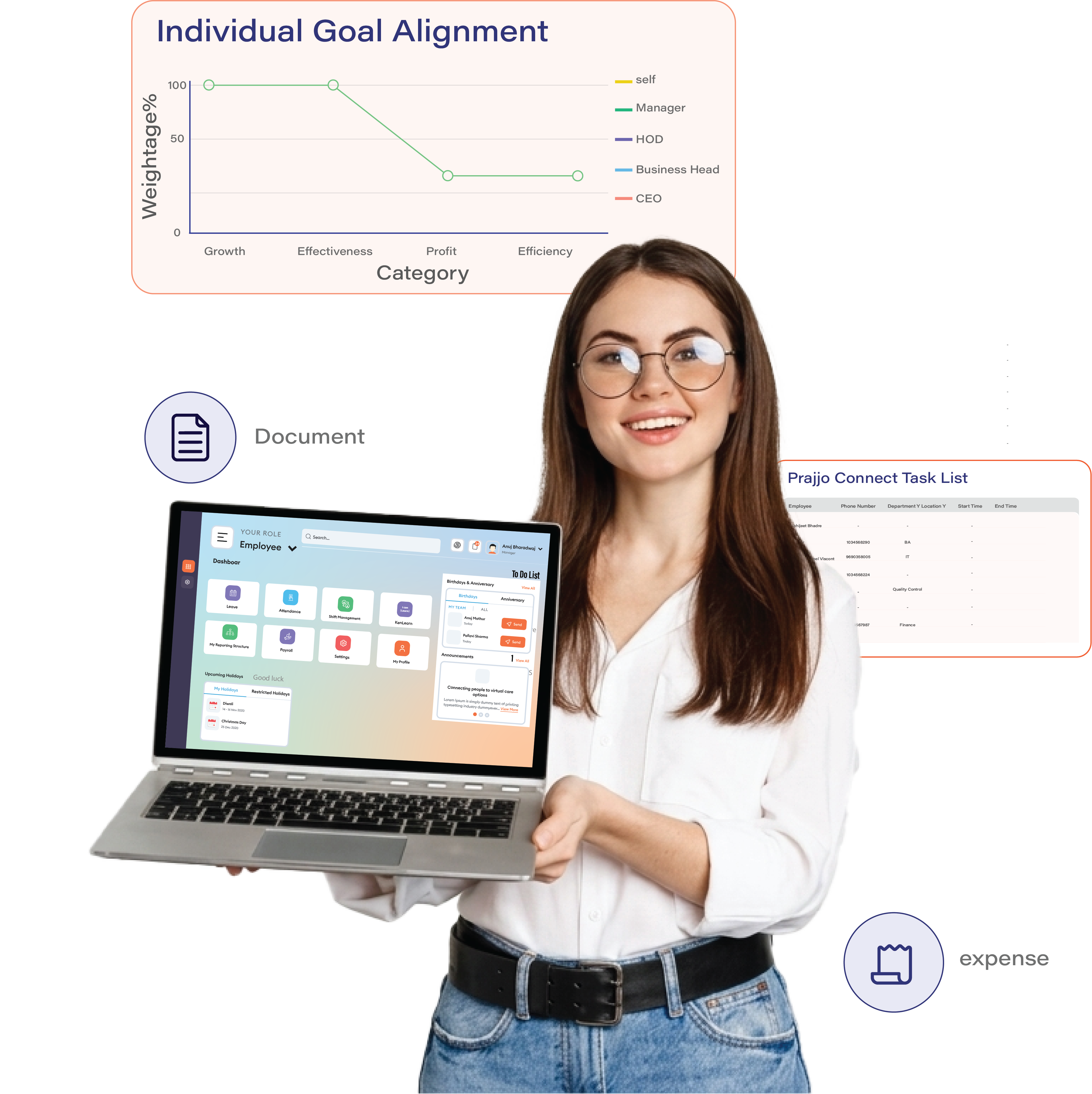 Hero illustration showing modern HR software interface